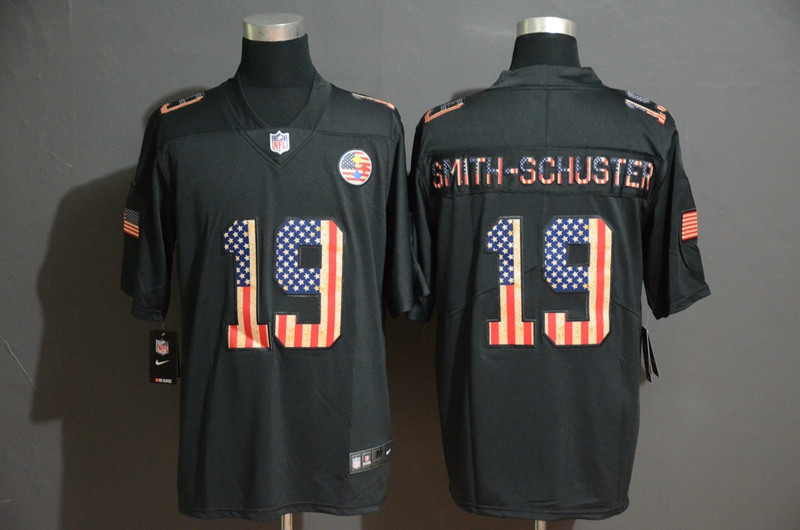 Nike Steelers 19 JuJu Smith Schuster 2019 Black Salute To Service USA Flag Fashion Limited Jersey