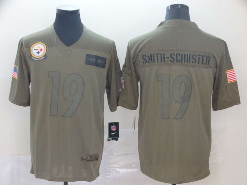 Nike Steelers 19 JuJu Smith Schuster 2019 Olive Salute To Service Limited Jersey