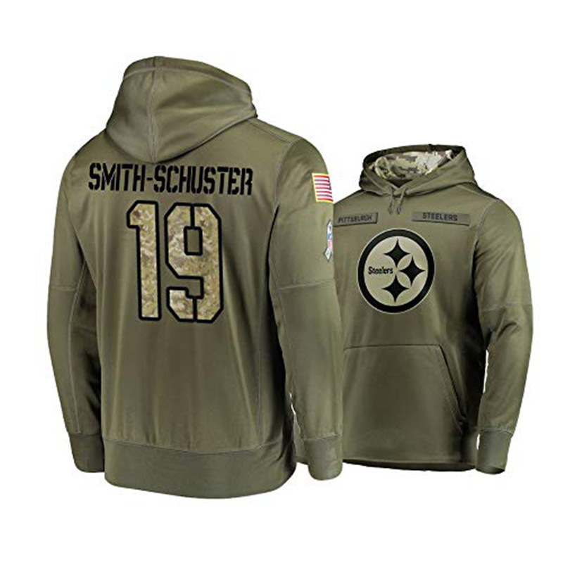 Nike Steelers 19 JuJu Smith Schuster 2019 Salute To Service Stitched Hooded Sweatshirt
