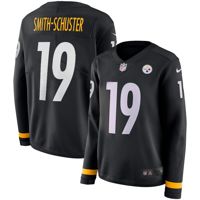  Steelers 19 JuJu Smith Schuster Black Women Long Sleeve Limited Jersey