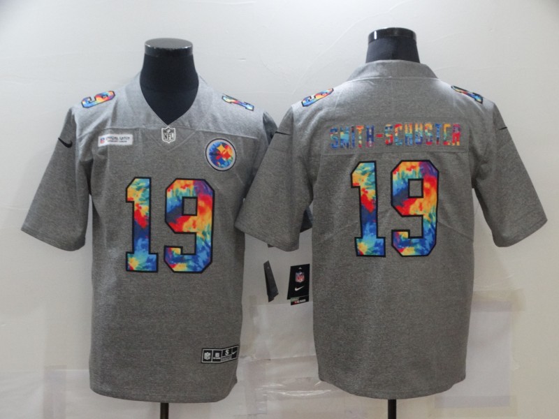 Nike Steelers 19 JuJu Smith Schuster Gray Vapor Untouchable Rainbow Limited Jersey
