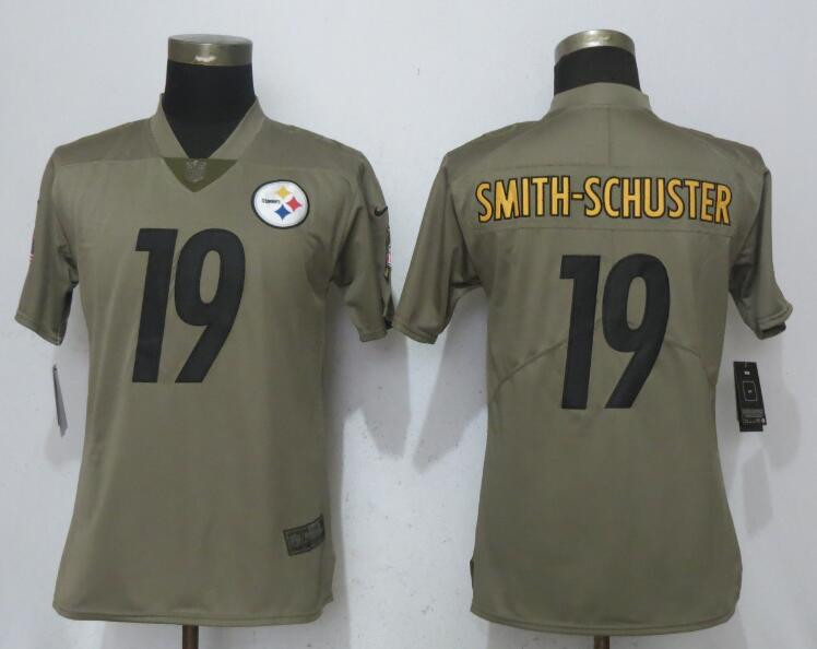  Steelers 19 JuJu Smith Schuster Olive Women Salute To Service Limited Jersey