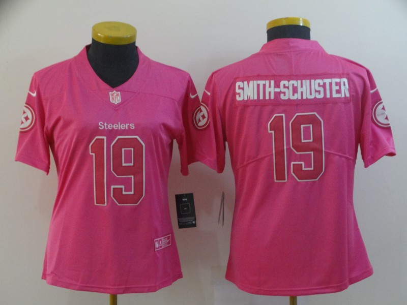  Steelers 19 JuJu Smith Schuster Pink Women Rush Limited Jersey