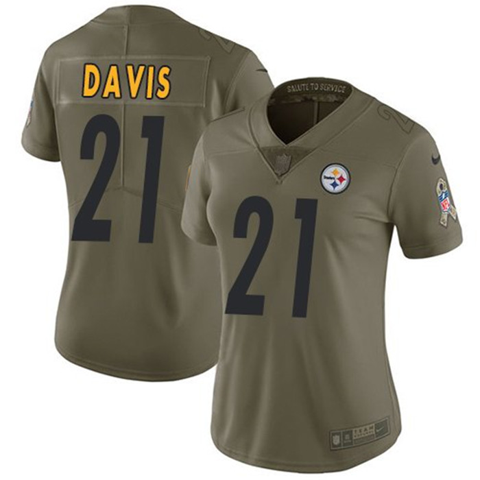  Steelers 21 Sean Davis Olive Women Salute To Service Limited Jersey