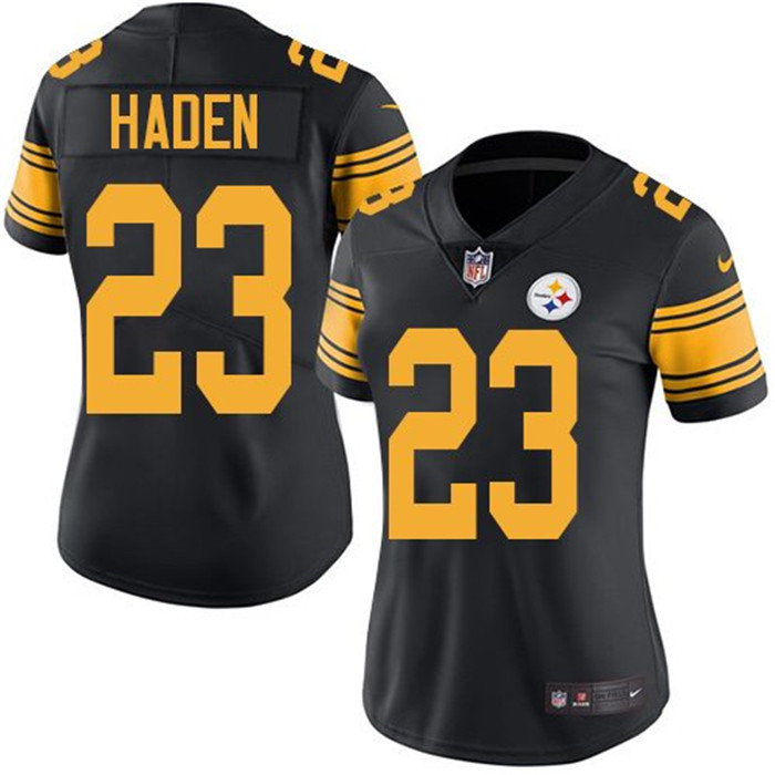  Steelers 23 Joe Haden Black Women Color Rush Limited Jersey