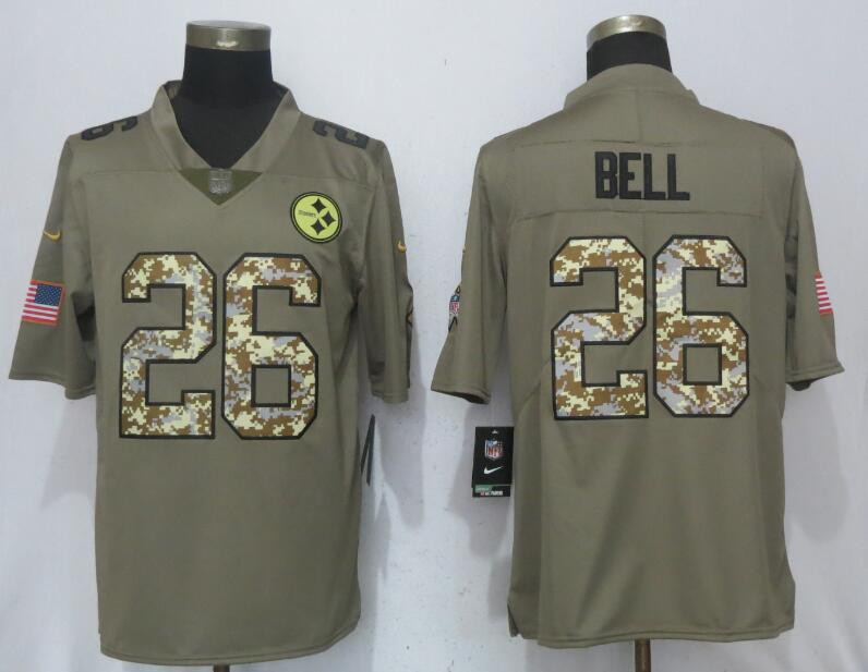 Steelers 26 Le'Veon Bell Olive Camo Salute To Service Limited Jersey