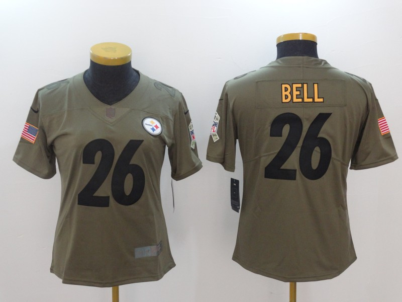  Steelers 26 Le'Veon Bell Olive Women Salute To Service Limited Jersey