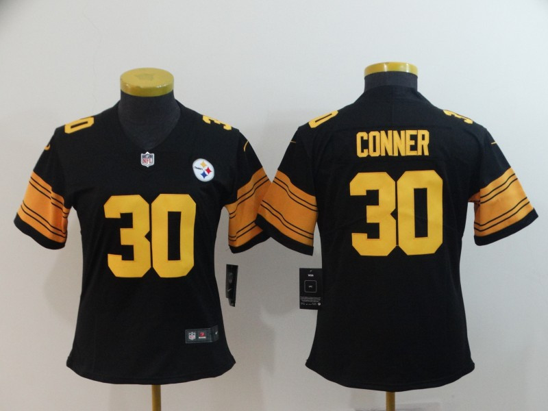  Steelers 30 James Conner Black Women Color Rush Limited Jersey