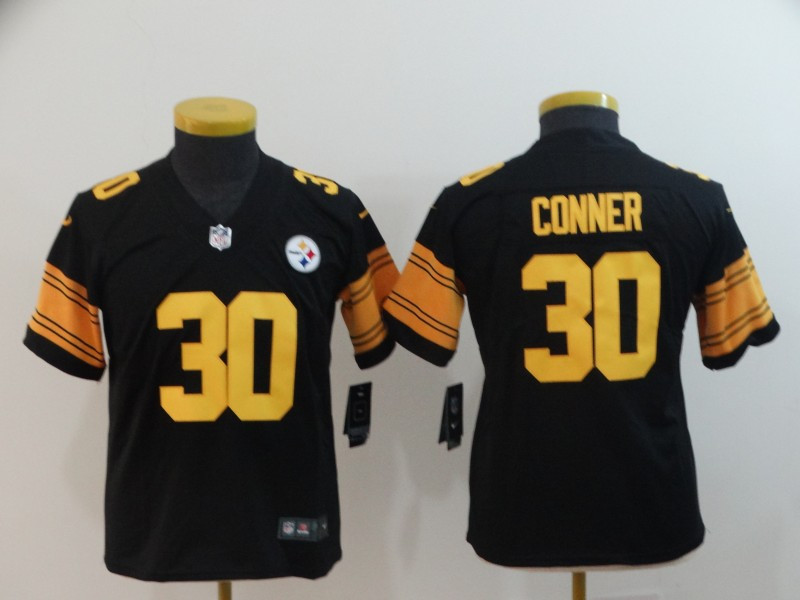  Steelers 30 James Conner Black Youth Color Rush Limited Jersey