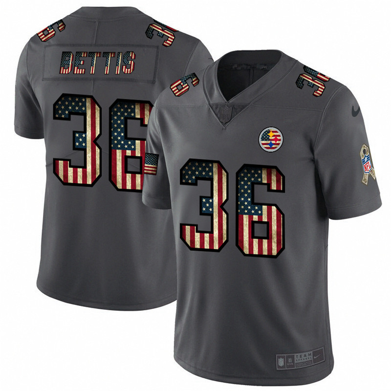 Nike Steelers 36 Jerome Bettis 2019 Salute To Service USA Flag Fashion Limited Jersey