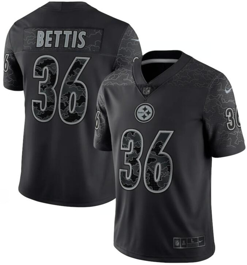 Nike Steelers 36 Jerome Bettis Black RFLCTV Limited Jersey