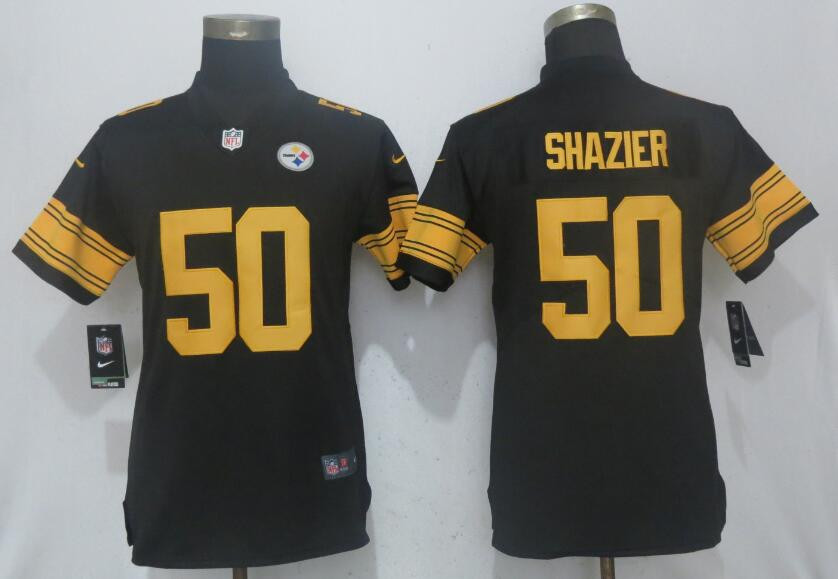  Steelers 50 Ryan Shazier Black Women Color Rush Limited Jersey