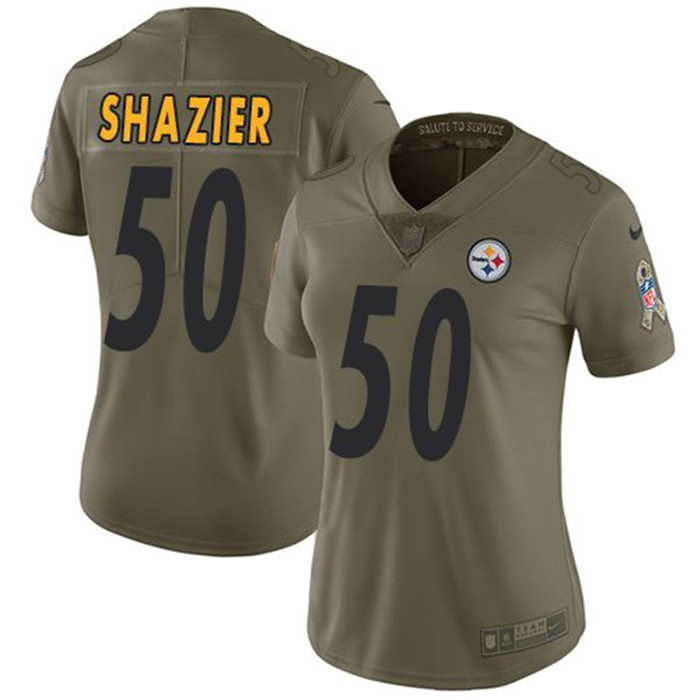  Steelers 50 Ryan Shazier Olive Women Salute To Service Limited Jersey