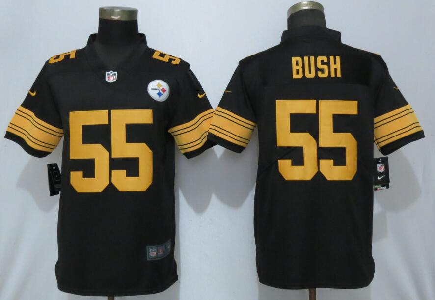 Nike Steelers 55 Devin Bush Black 2019 NFL Draft First Round Pick Color Rush Limited Jersey