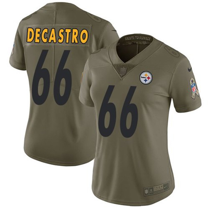  Steelers 66 David DeCastro Olive Women Salute To Service Limited Jersey