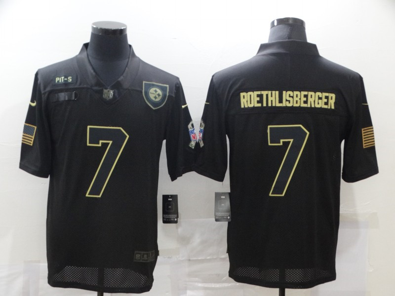 Nike Steelers 7 Ben Roethlisberger Black 2020 Salute To Service Limited Jersey