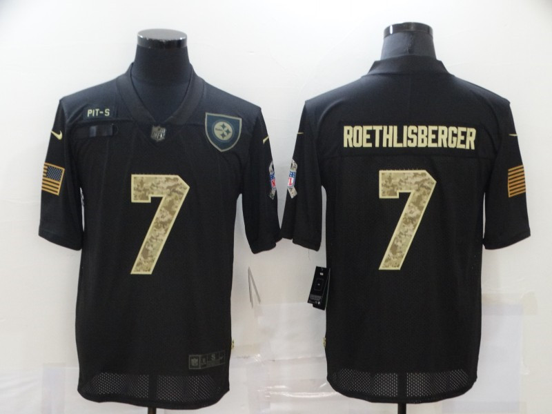 Nike Steelers 7 Ben Roethlisberger Black Camo 2020 Salute To Service Limited Jersey