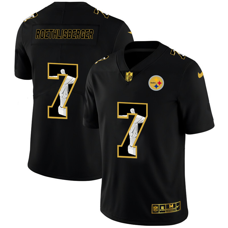 Nike Steelers 7 Ben Roethlisberger Black Jesus Faith Edition Limited Jersey