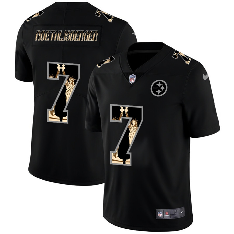 Nike Steelers 7 Ben Roethlisberger Black Statue of Liberty Limited Jersey