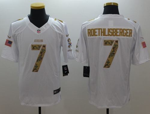  Steelers 7 Ben Roethlisberger White Men Stitched NFL Limited Salute to Service Jersey