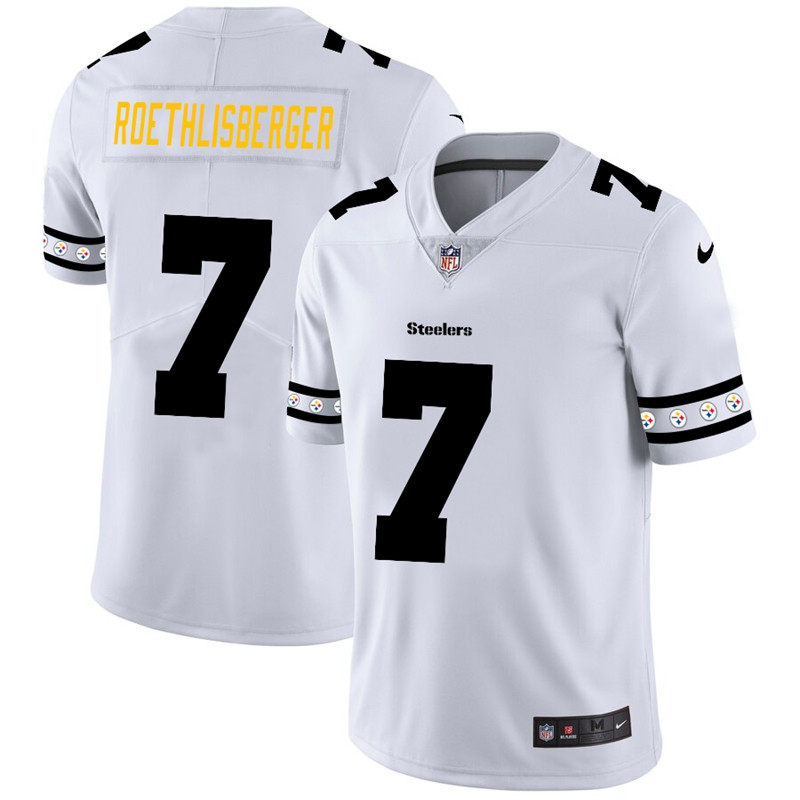 Nike Steelers 7 Ben Roethlisberger White Team Logos Fashion Vapor Limited Jersey