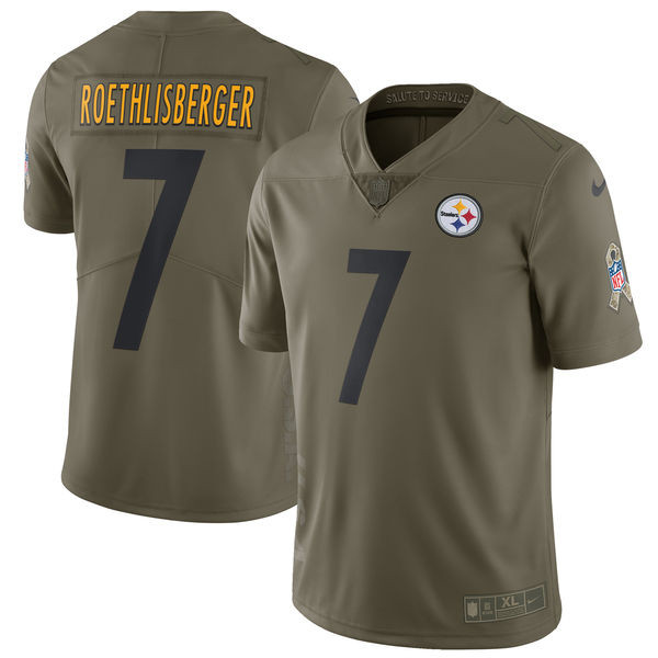  Steelers 7 Ben Roethlisberger Youth Olive Salute To Service Limited Jersey