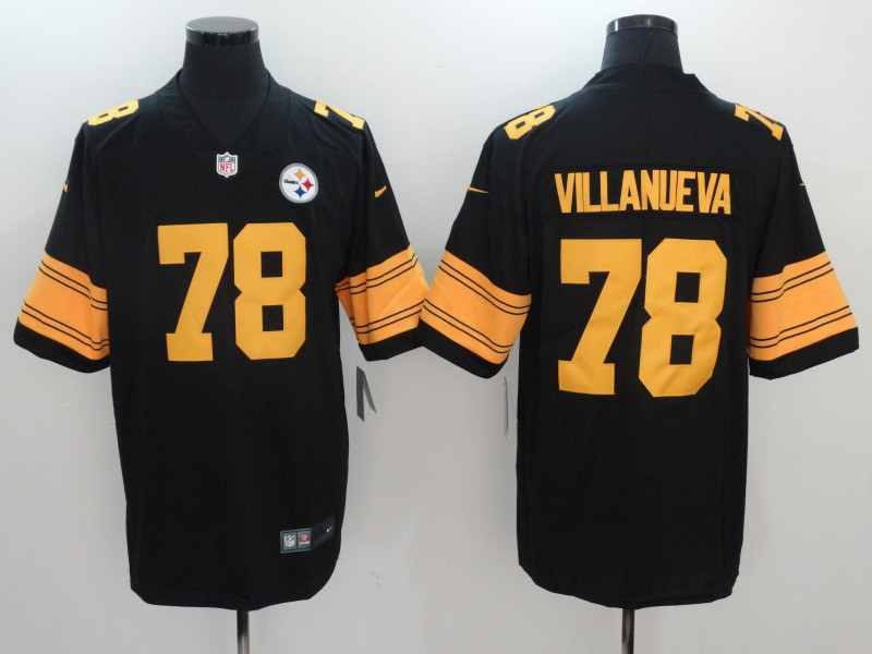  Steelers 78 Alejandro Villanueva Black Color Rush Limited Jersey