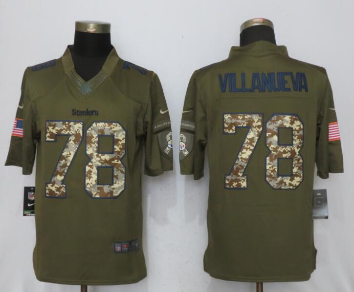  Steelers 78 Alejandro Villanueva Olive Green Salute To Service Limited Jersey
