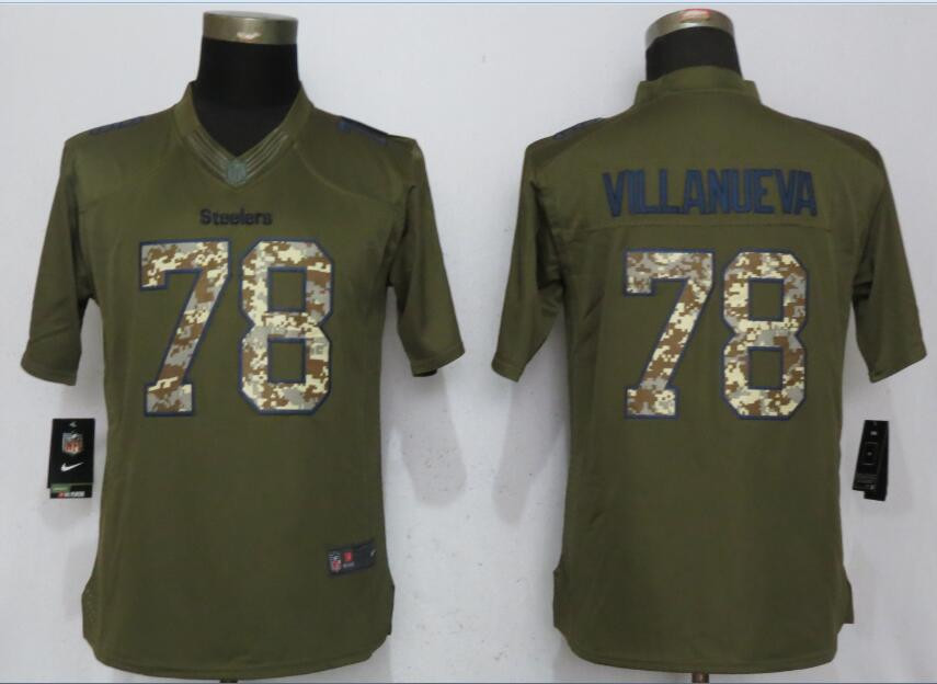  Steelers 78 Alejandro Villanueva Women Olive Green Salute To Service Limited Jersey