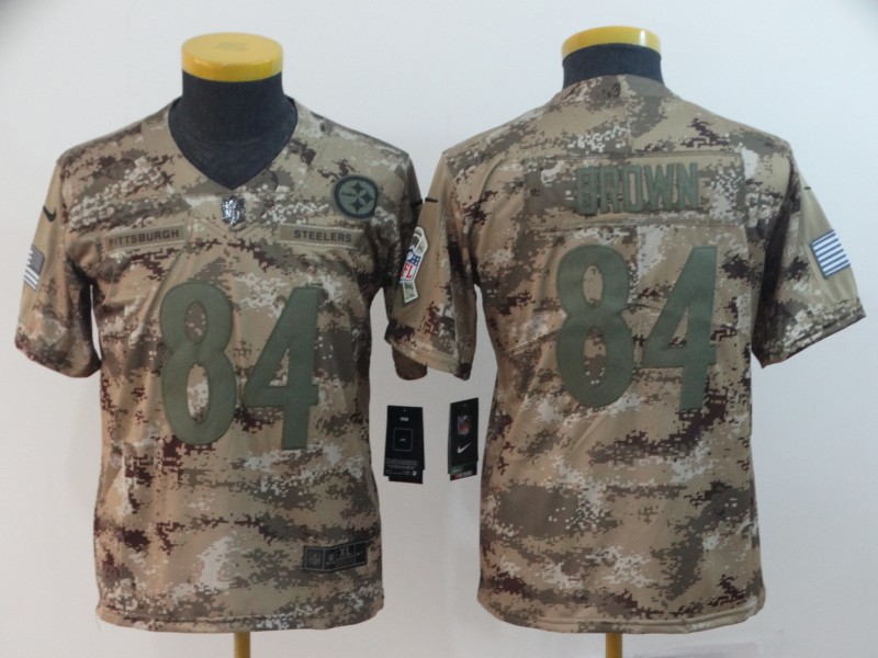  Steelers 84 Antonio Brown Camo Youth Salute To Service Limited Jersey