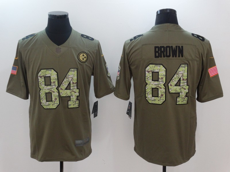  Steelers 84 Antonio Brown Olive Camo Salute To Service Limited Jersey