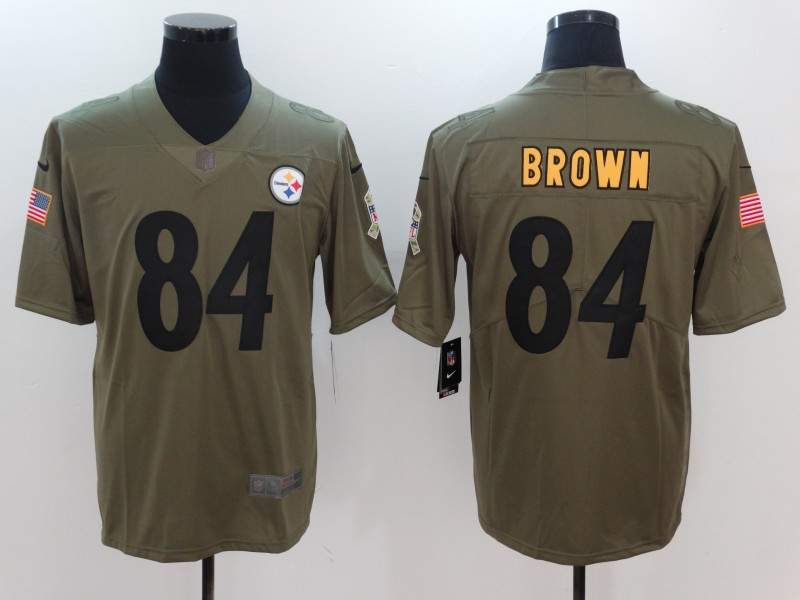 Steelers 84 Antonio Brown Olive Salute To Service Limited Jersey