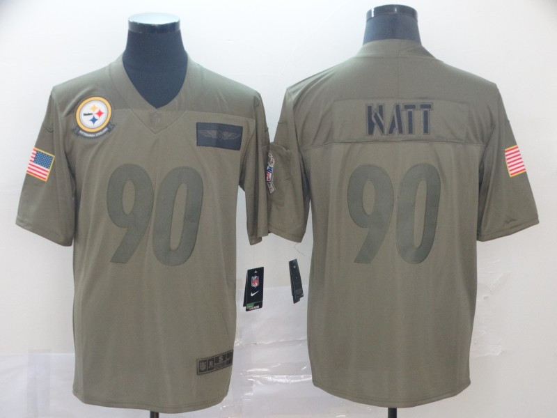 Nike Steelers 90 T.J. Watt 2019 Olive Salute To Service Limited Jersey