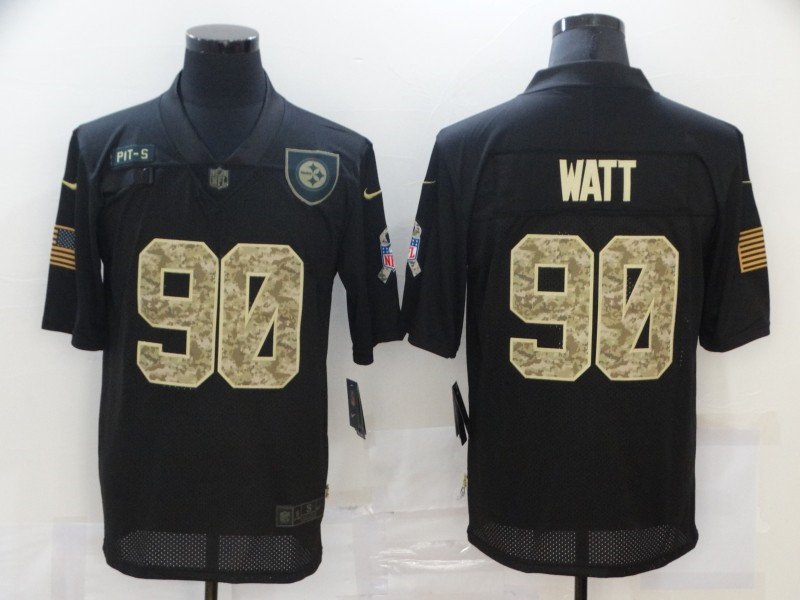 Nike Steelers 90 T.J. Watt Black Camo 2020 Salute To Service Limited Jersey