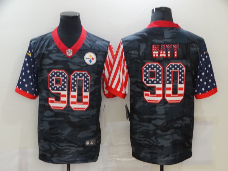 Nike Steelers 90 T.J. Watt Black Camo USA Flag Limited Jersey