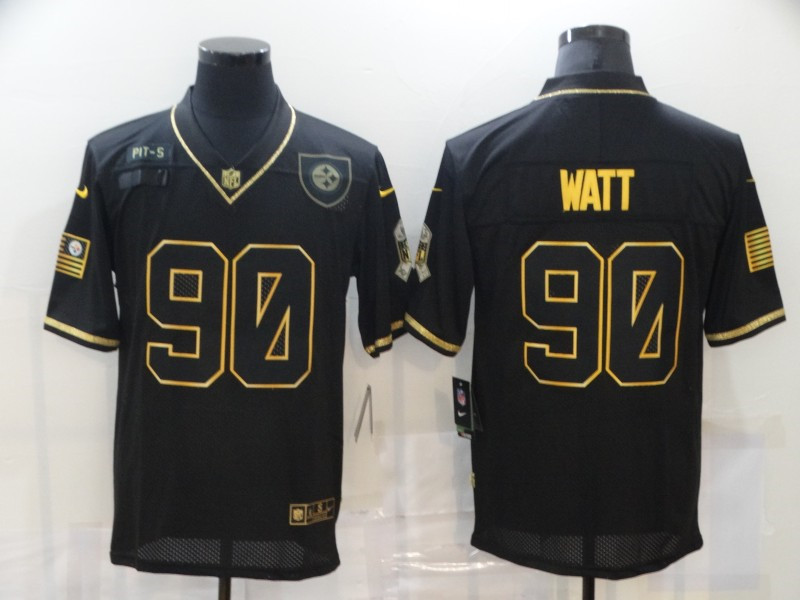 Nike Steelers 90 T.J. Watt Black Gold 2020 Salute To Service Limited Jersey