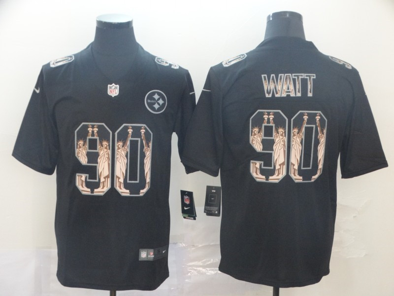 Nike Steelers 90 T.J. Watt Black Statue of Liberty Limited Jersey