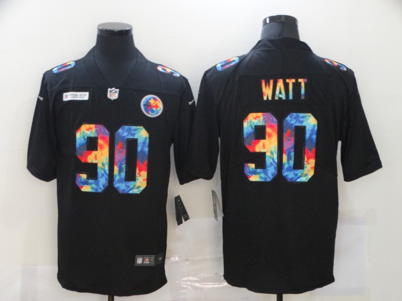 Nike Steelers 90 T.J. Watt Black Vapor Untouchable Rainbow Limited Jersey