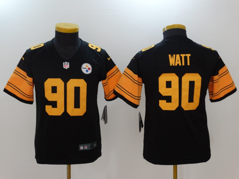  Steelers 90 T.J. Watt Black Youth Color Rush Limited Jersey