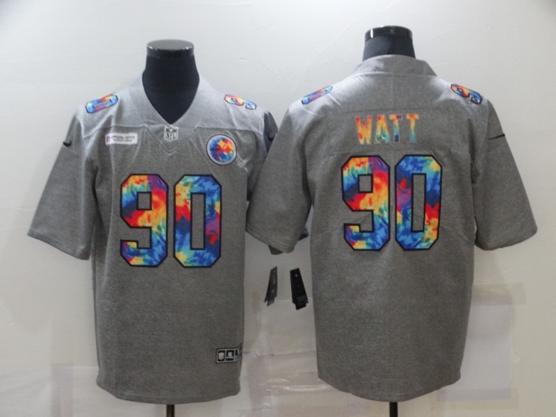 Nike Steelers 90 T.J. Watt Gray Vapor Untouchable Rainbow Limited Jersey