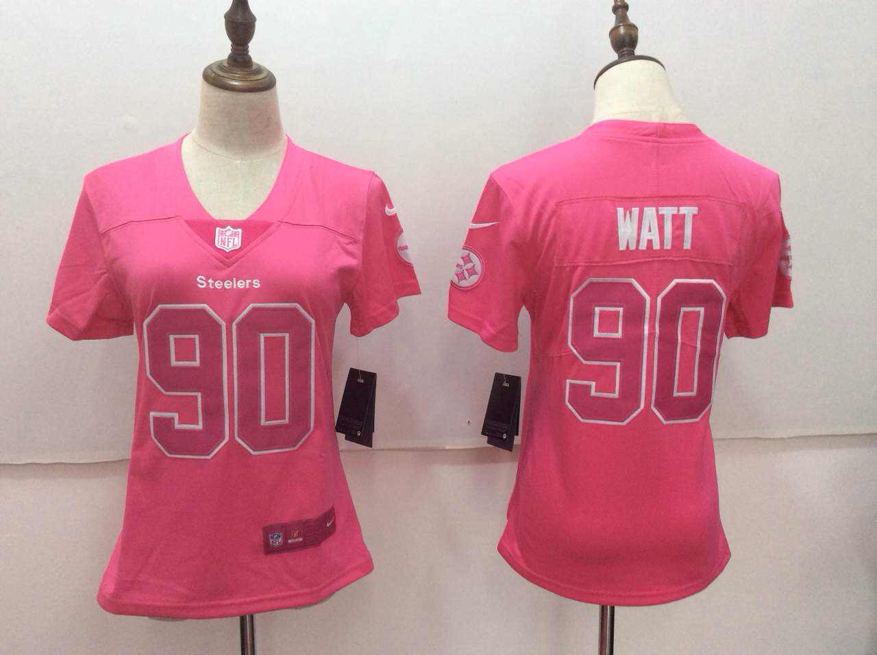  Steelers 90 T.J. Watt Pink Women Vapor Untouchable Player Limited Jersey