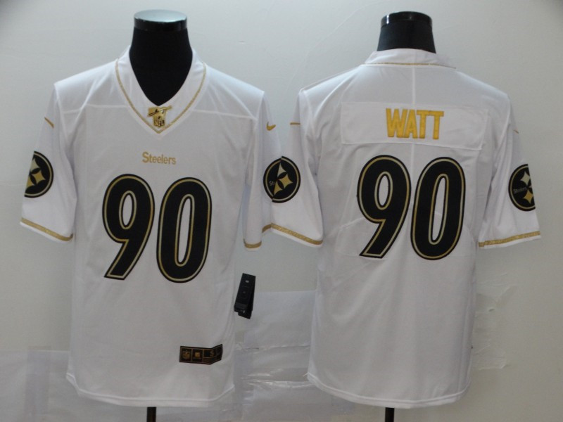 Nike Steelers 90 T.J. Watt White Gold Vapor Untouchable Limited Jersey