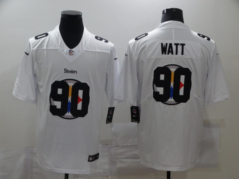 Nike Steelers 90 T.J. Watt White Shadow Logo Limited Jersey