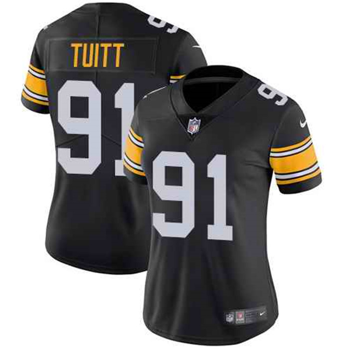  Steelers 91 Stephon Tuitt Black Alternate Women Vapor Untouchable Limited Jersey