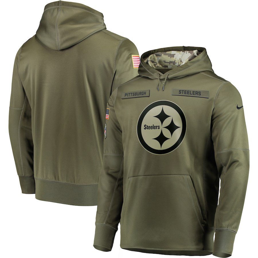  Steelers Olive Salute To Service Men's Pullove Hoodie