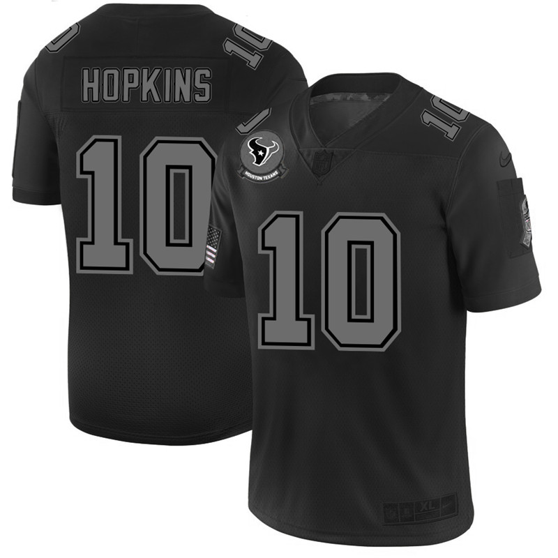 Nike Texans 10 DeAndre Hopkins 2019 Black Salute To Service Fashion Limited Jersey