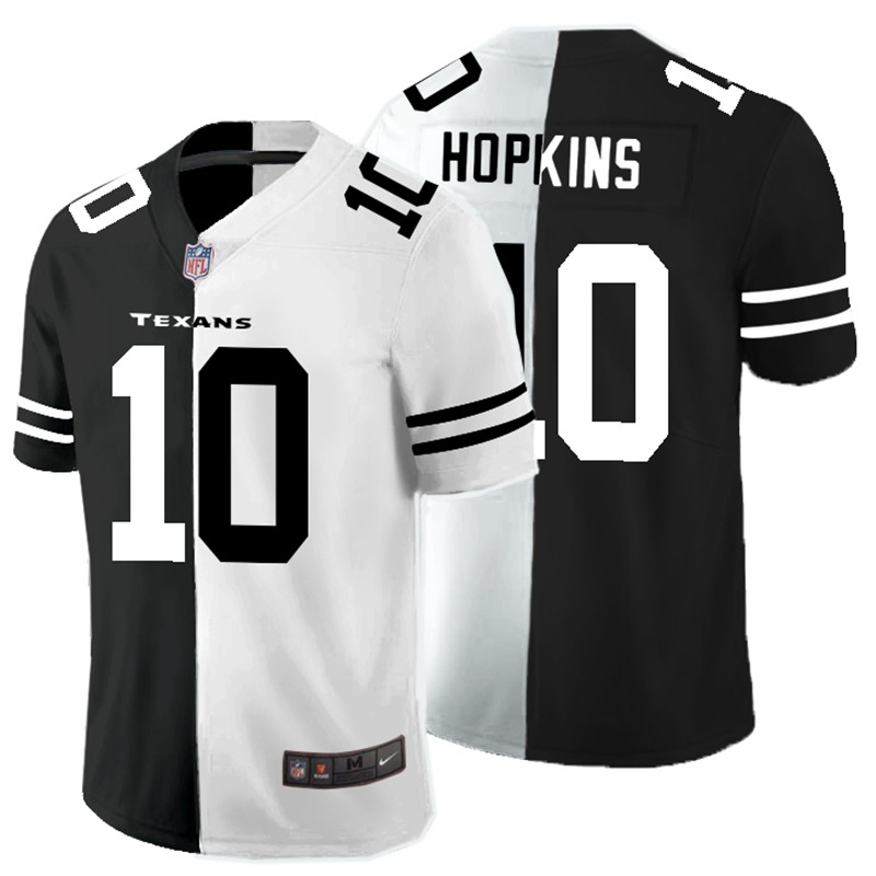 Nike Texans 10 DeAndre Hopkins Black And White Split Vapor ...