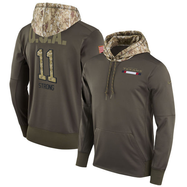  Texans 11 Jaelen Strong Olive Salute To Service Pullover Hoodie