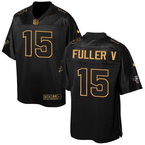  Texans 15 Will Fuller V Black Men Stitched NFL Elite Pro Line Gold Collection Jersey