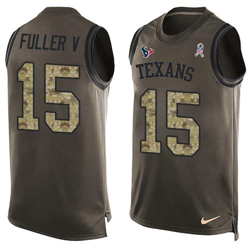  Texans 15 Will Fuller V Green Men Stitched NFL Limited Salute To Service Tank Top Jersey